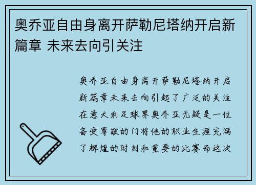 奥乔亚自由身离开萨勒尼塔纳开启新篇章 未来去向引关注 奥乔亚自由身离开萨勒尼塔纳开启新篇章 未来去向引关注